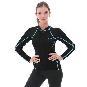 Medium GoldFin Wetsuit Top Women, 2mm Wetsuits Jacket Long Sleeve Neoprene Top